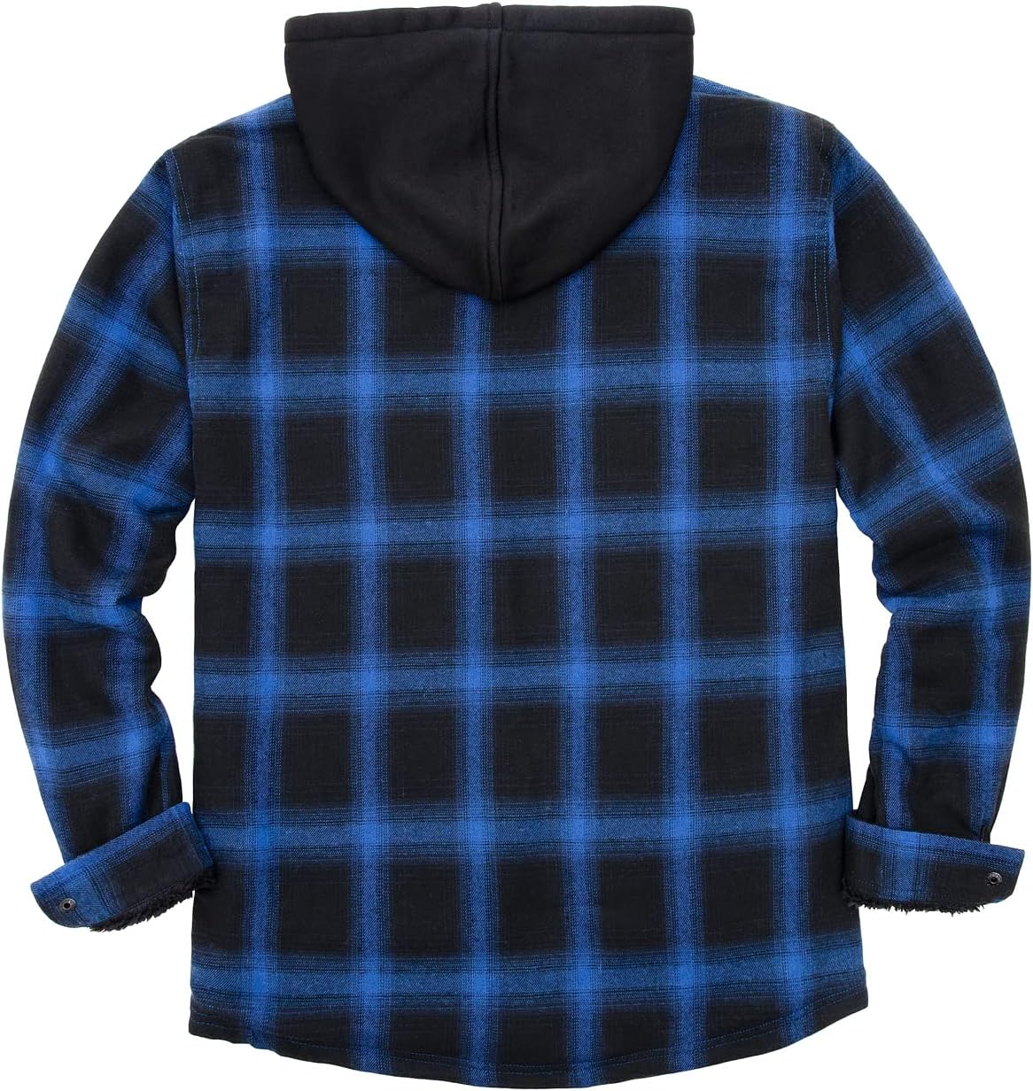 ZENTHACE Men's Sherpa Lined Full Zip Hooded Plaid Shirt Jacket