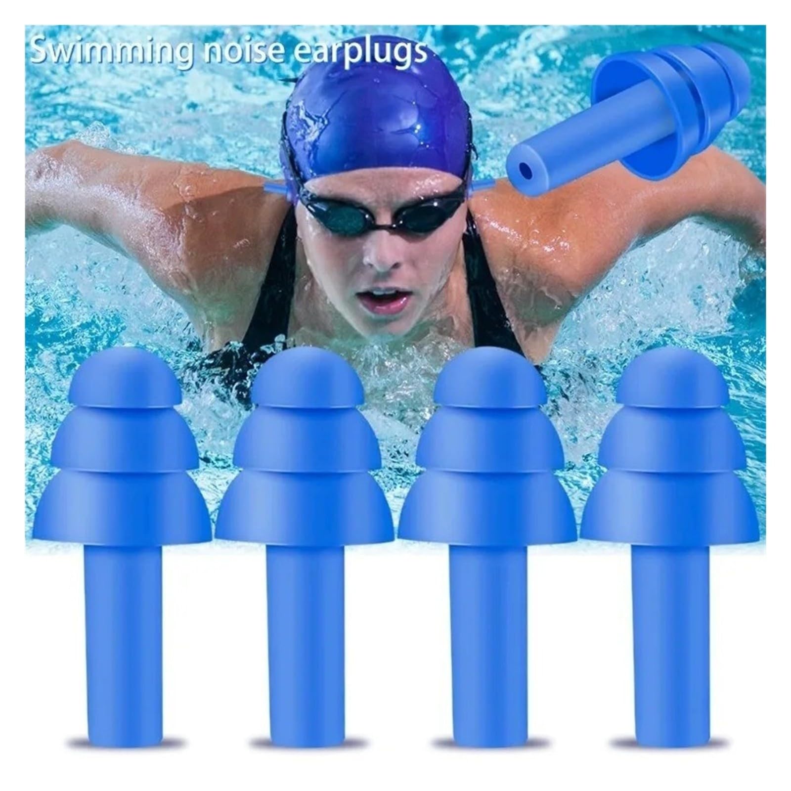 Bouchons d'oreille réutilisables en silicone souple avec réduction du bruit (1 paire de 2 pièces)
