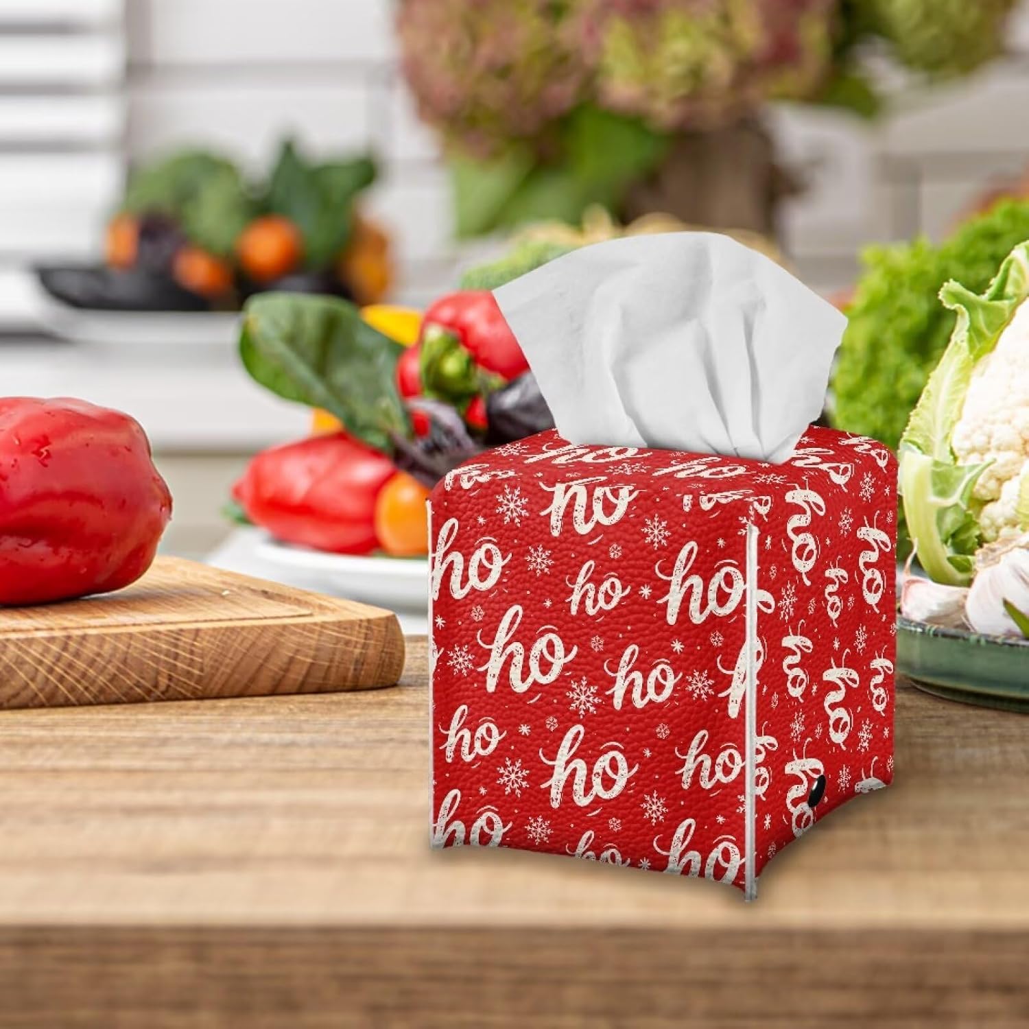 AFPANQZ Tissue Box Cover PU Leather, Waterproof Tissue Box Cover Square image 3