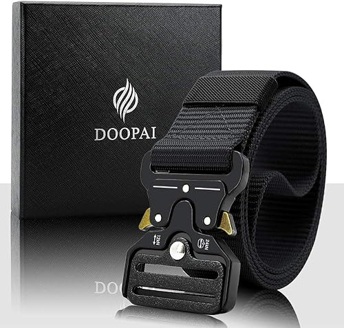 Miniatura 2 de DOOPAI Cinturón táctico, estilo militar, cinturón de hebilla de metal de liberación rápida, cinturones de nailon resistentes de 1.5 pulgadas para