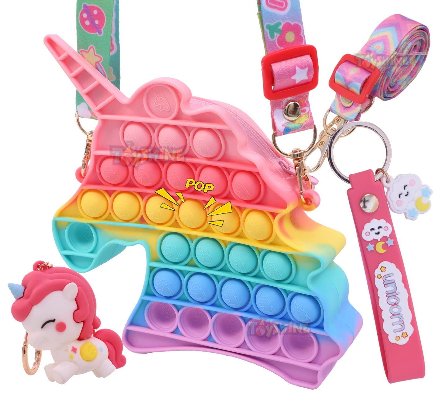 Toyshine Unicorn Pop Fidget Toys It Crossbody Purse Bags for Women Girls, Push Bubble Fidget Sensory Toys Handbag Shoulder Silicone Stress Release Toys Small Purse- Multi Color Included (B09W2CL2KR) Amazon Price History, Amazon Price Tracker