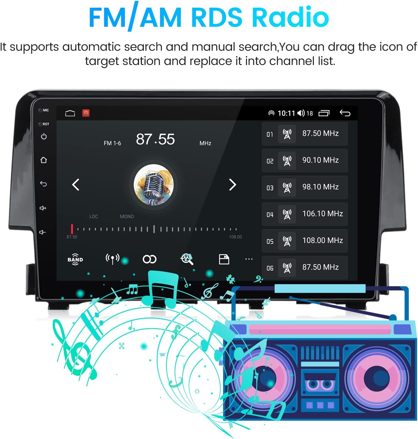 biorunn android 11 car stereo radio for honda civic 2016 2017 2018 2019 2020built in carplay android auto gps navigation touch screen head unit fm a