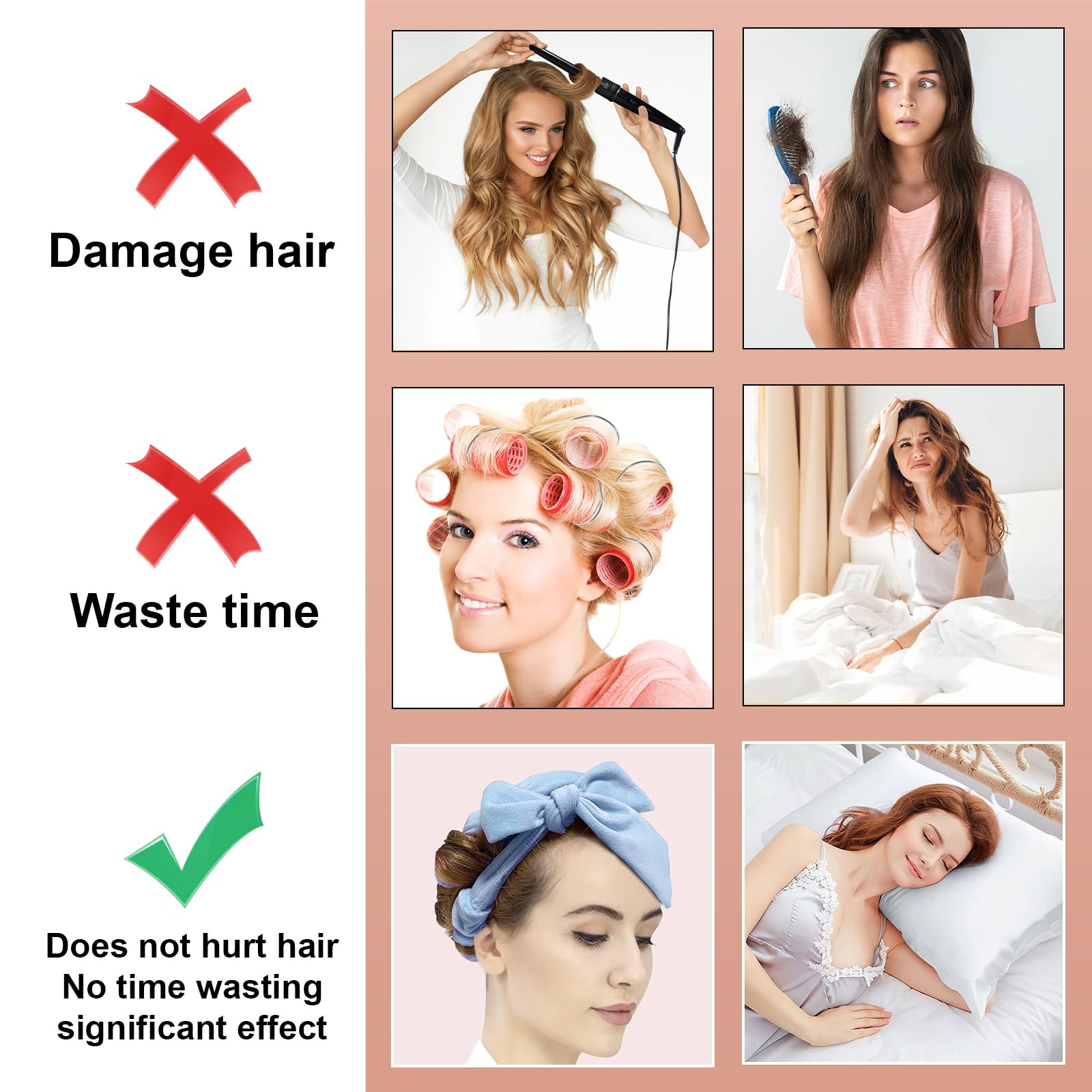 Heatless Curling Set, Heatless Curlers Headband, Rollers for Heatless Curls, Heatless Curler, Women Heatless Curls, 8 PCS Curling Rods Gift Set, Hair Curlers No Heat for Short & Long Hair, Blue - Image 3