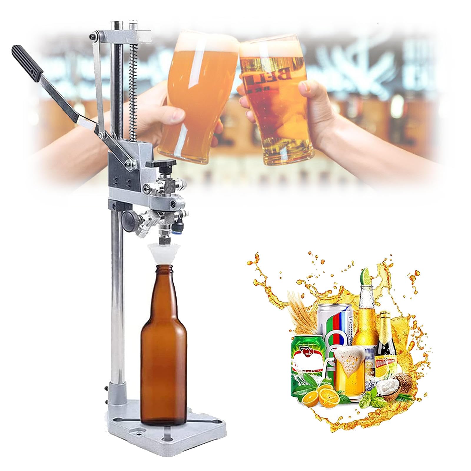 Llenadora de Botellas de Cerveza, Llenadora de Botellas a Contrapresión, Llenadora de Botellas de Cerveza/Vino de Acero Inoxidable, Máquina Manual de Llenado de Líquidos para Botellas de