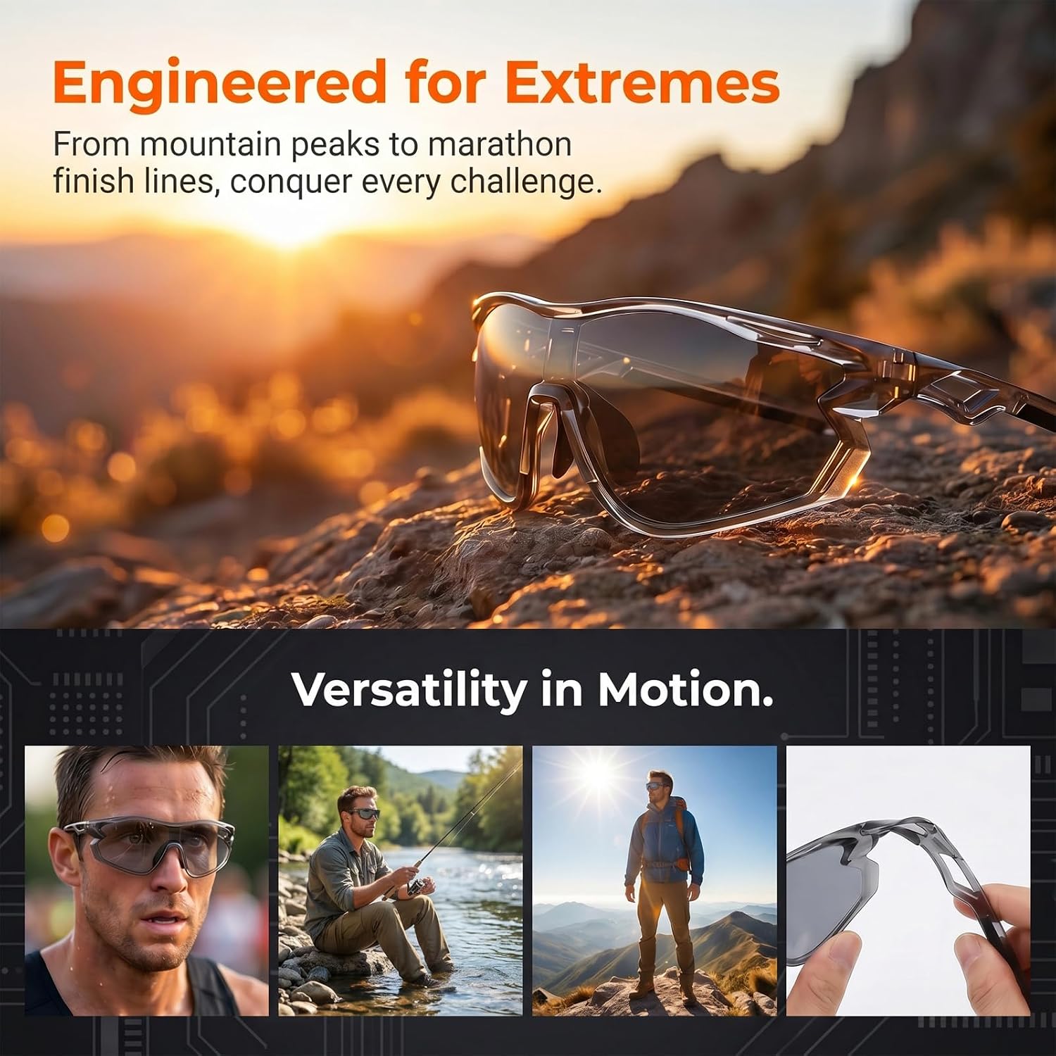 Persei Polarized Sports Sunglasses for Men Women with UV400 Protection | for Baseball Cycling Running Driving TR90 Frame
