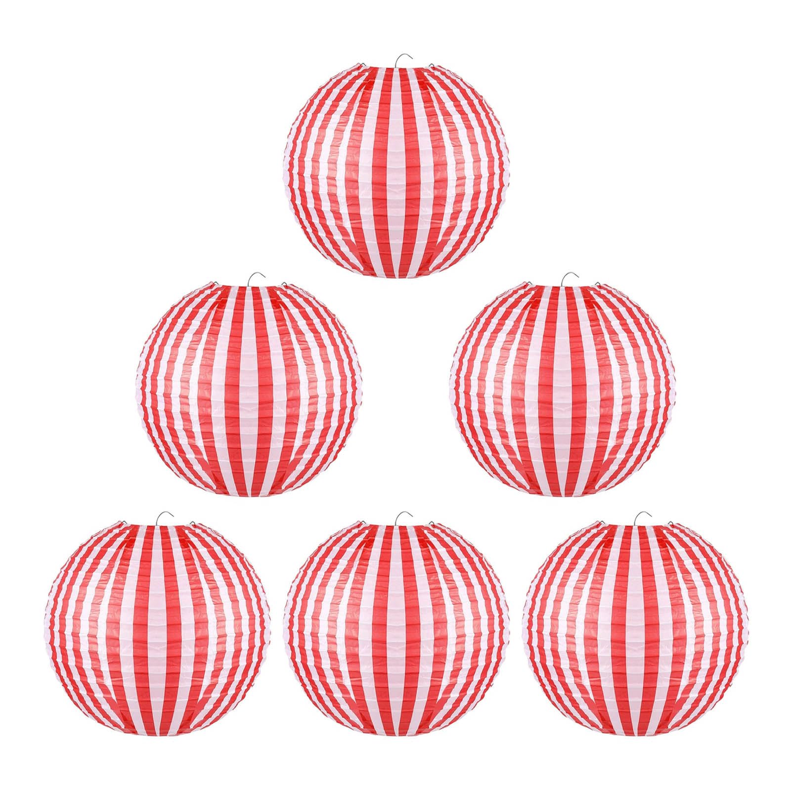 Xinsheinelry 6Pieces Red and White Striped Paper Hangings for Indoor and Outdoor Festivities Simple Setups and Construction Hangings