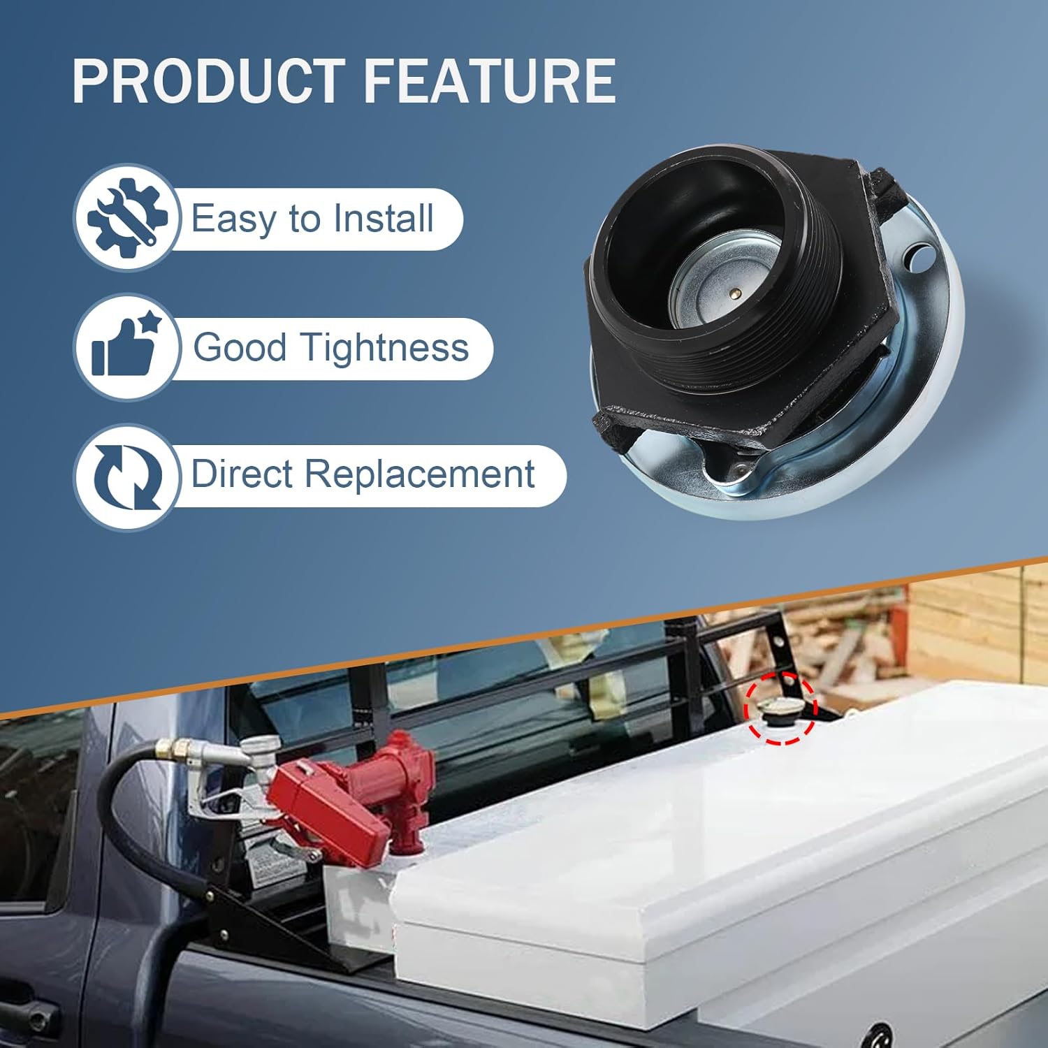 DICMIC Transfer Tank Vented Cap w/Threaded Neck, Venting Pressure Tank Cap with 2 Inch Base, Diesel Fuel Tank Cap Fit for Diesel Transfer Tank, Fuel Transfer Tank & Vented Fuel Storage Tank