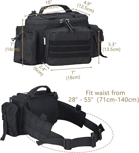 Miniatura 4 de MGFLASHFORCE Cangurera táctica para hombre, bolsa de cintura Molle EDC para senderismo, pesca, escalada, correr, ciclismo, deportes al aire libre