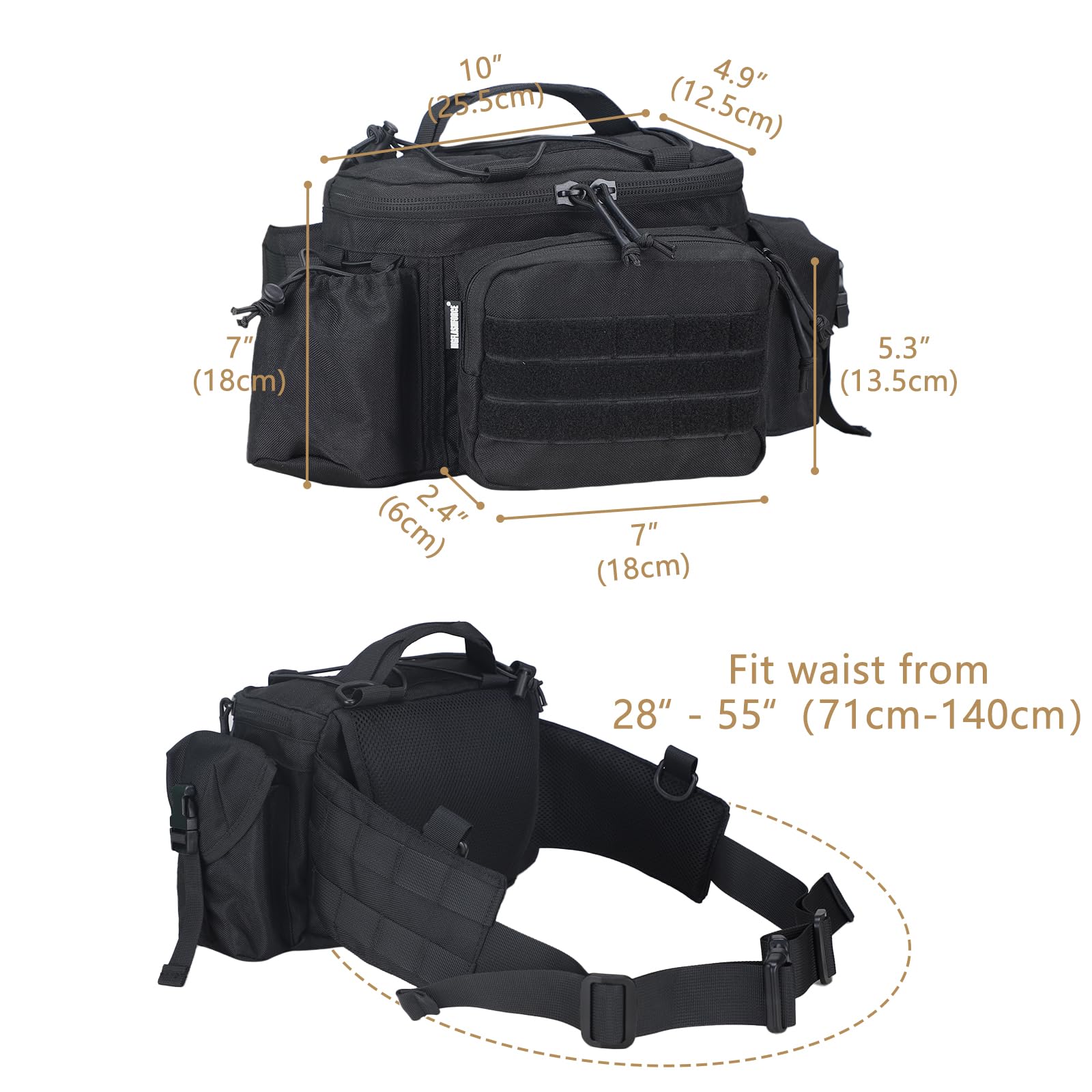 Cangurera táctica para hombre, bolsa de cintura Molle EDC para senderismo, pesca, escalada, correr, ciclismo, deportes al aire libre 4