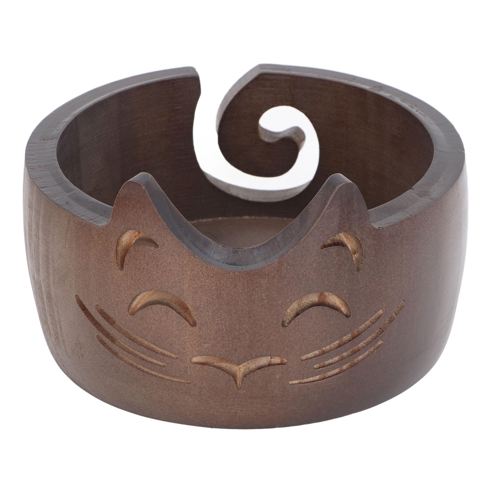 Cat Yarn Bowl, Large Wooden Knitting Bowl, Cute Yarn Holder Crochet Accessories, Yarn Storage Gift Wool Craft Supplies Organizer for Women Mother's Day (18 * 18 * 10cm)