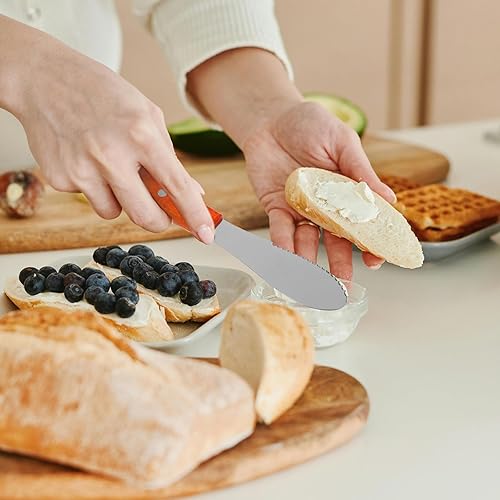 Miniatura 4 de 2 unids Creamcheese Butter Straight Spreader Butter Spatula Sandwich Cortadora Raspador Mango de Madera Pequeñas Herramientas Espátula de glaseado