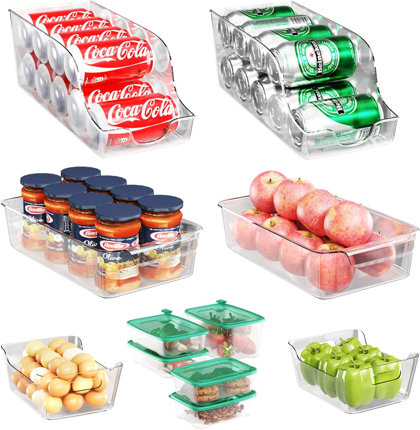 Midyb Fridge Organizers and Storage 11 Pack, Refrigerator Organizer Bins for Fruit, Drink Organizer for Fridge, Cabinets, Fridge Can Organizer, BPA Free - Send 5 Food Storage Box