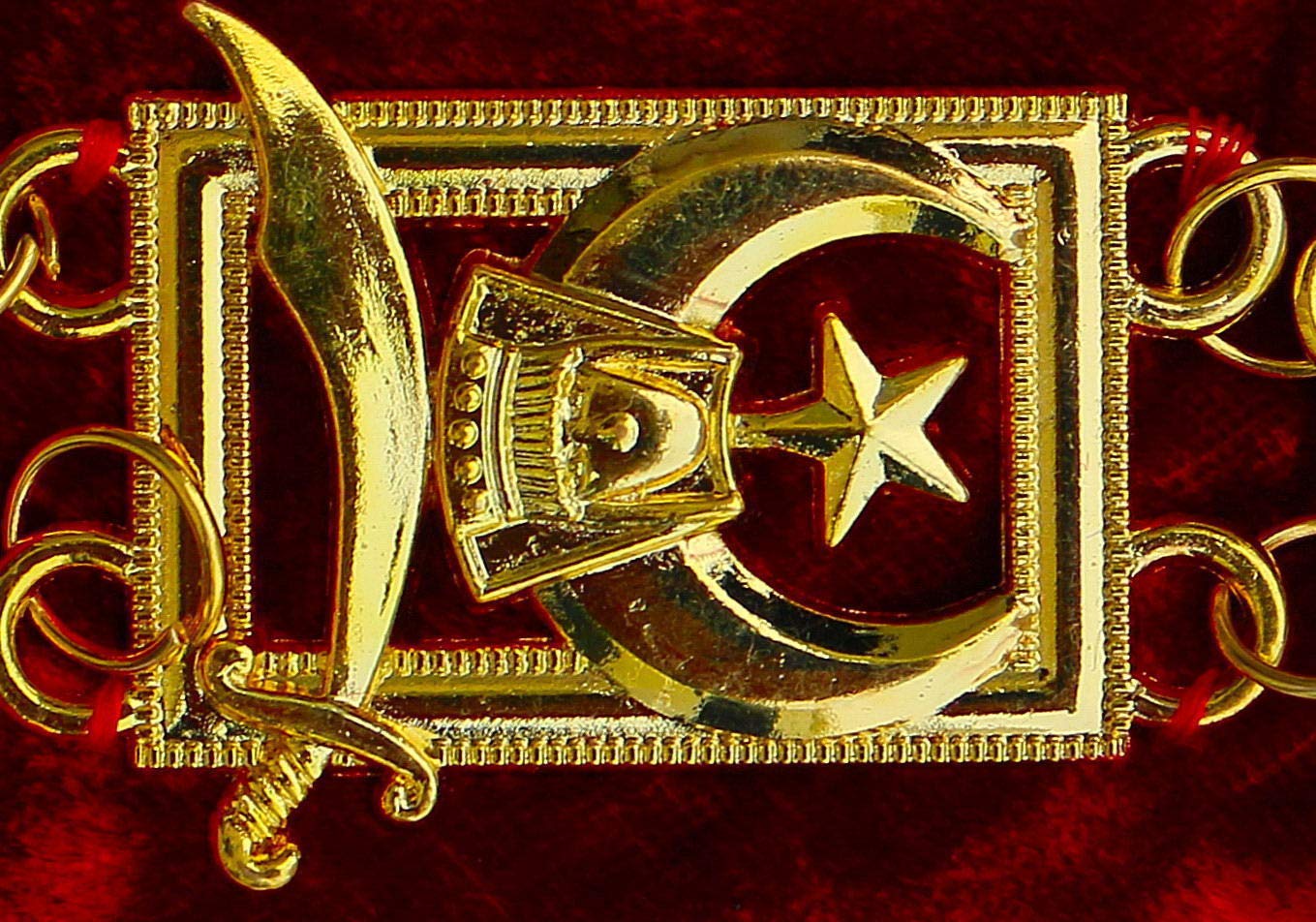 DEURA Masonic Collar Shriners Shriner's GOLD PLATED // RED BACKING DMR-600GR