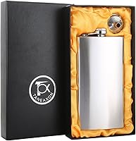 Vista 11 de Petaca de whisky de bolsillo negro mate de 12 onzas con embudo y caja, acero inoxidable y a prueba de fugas