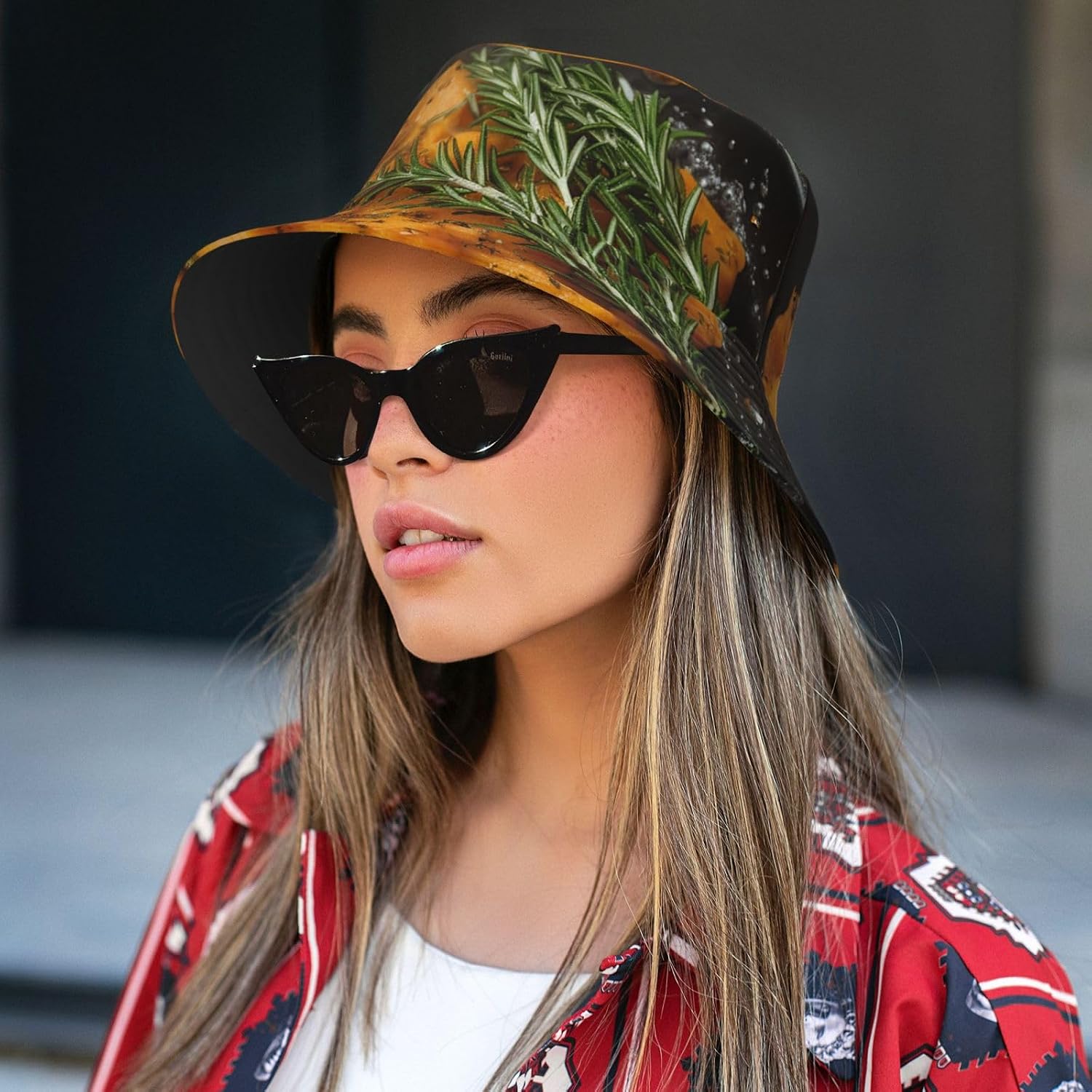 Fashion Bucket Hat for Women Men Packable Cute Sun Hats Rosemary Sweet Potato Mashed Fisherman Cap Outdoor Travel Beach Caps Black
