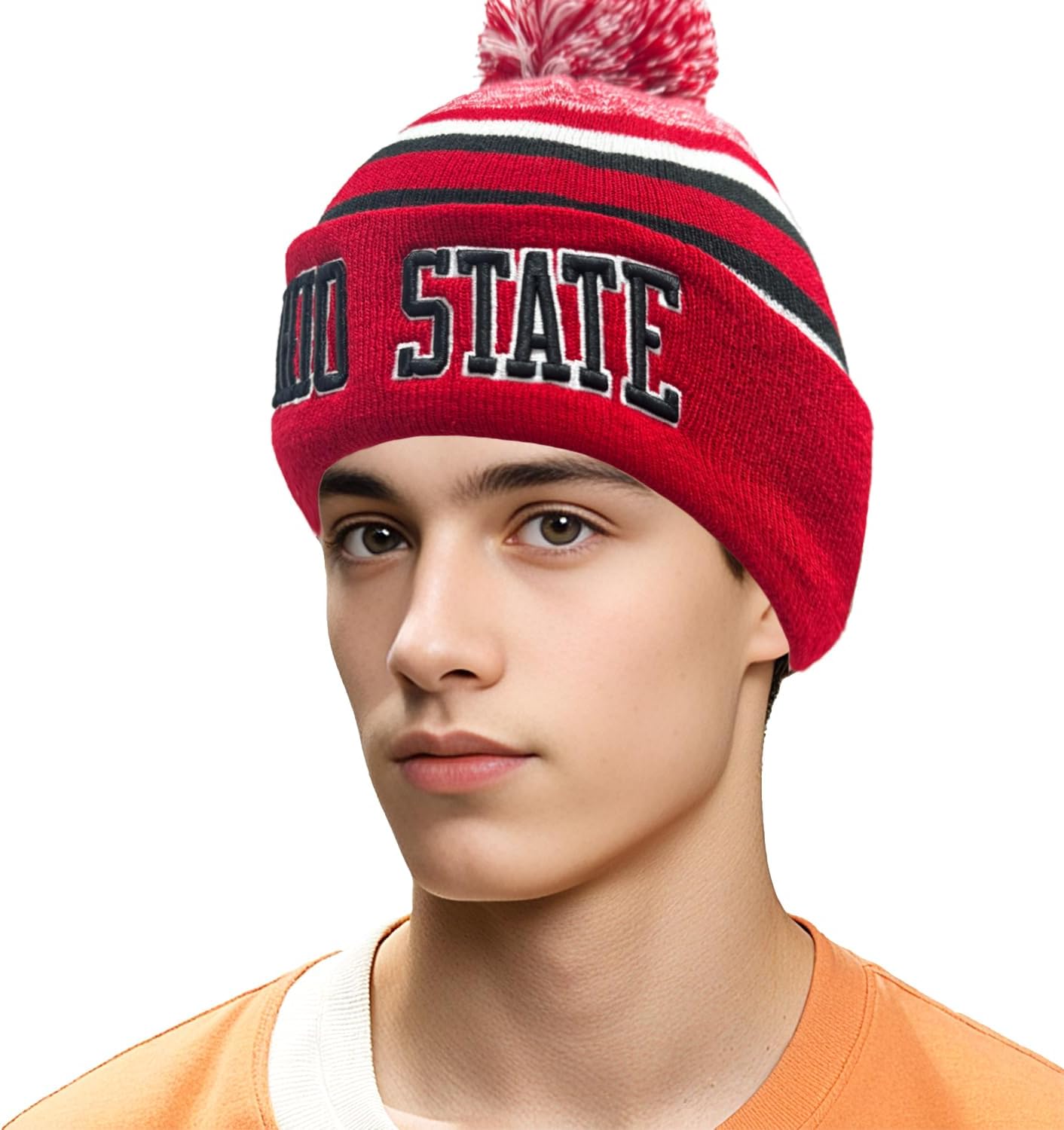 Football University Beanie Hat Winter Knit Men Cuffed Stylish Sport Hats Fashion Women Toque Cap with Pom - Image 3