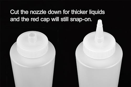 Miniatura 2 de Pinnacle Mercantile Paquete de 3 botellas exprimibles de condimentos de 8 onzas, tapa roja, suaves para glaseado, salsa de tomate, glaseado