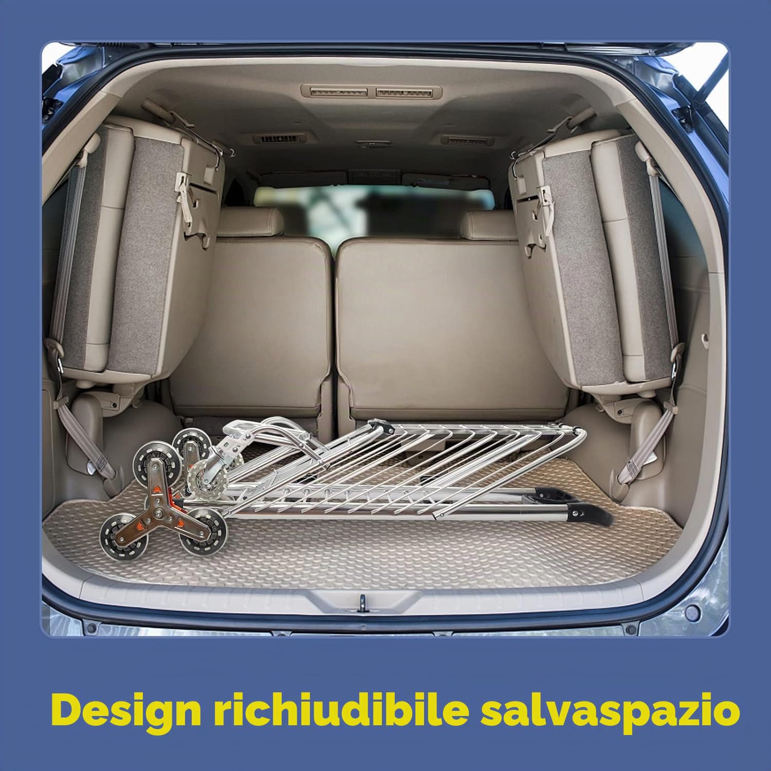 Carrello per la spesa a 8 ruote, pieghevole, con ruote girevoli, borsa impermeabile rimovibile, telaio in lega di alluminio, doppia maniglia