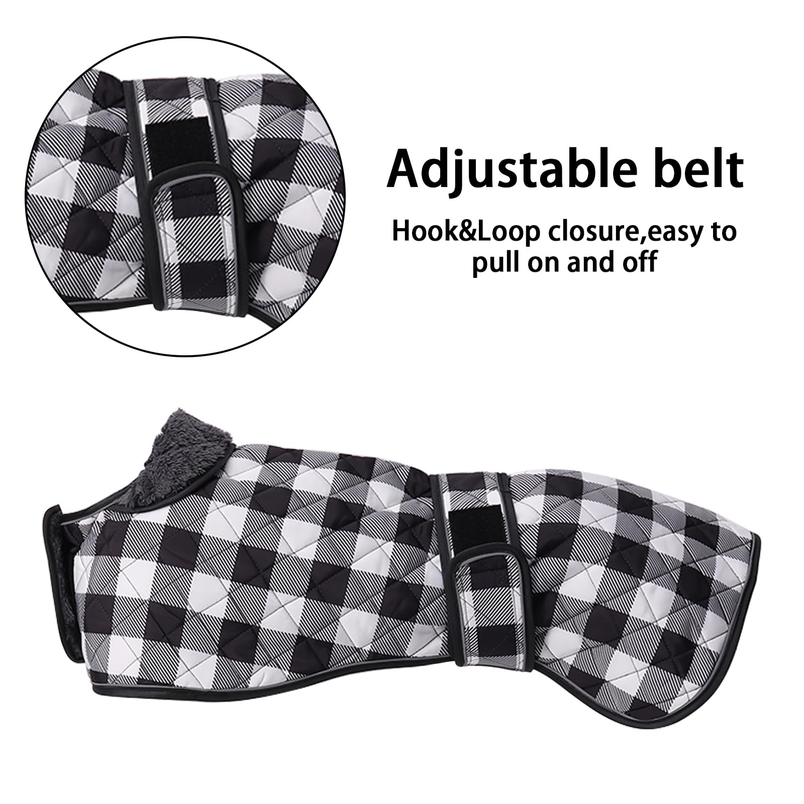 Geyecete Waterproof Greyhound Whippet Lurcher Coat - Warm Fleecy Lining, Adjustable Bands for Medium Large Dogs - Black - XS - Image 3