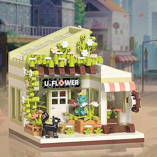 City Flower Shop - Juego de micro construcción para Adutls, tienda floral, amigos, casa verde, kit de bloques de construcción, lindo juguete de