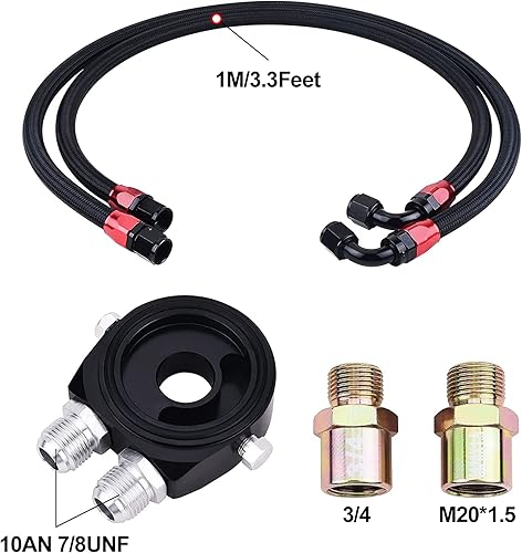 Miniatura 8 de EVIL ENERGY Kit de enfriador de aceite de 10 filas con kit de soporte de montaje de enfriador de aceite de 13.386 in