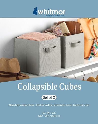 Miniatura 3 de Whitmor gris cubos plegables juego de 2