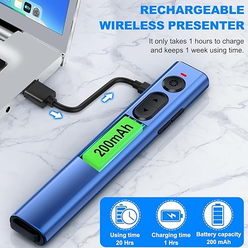 Miniatura 4 de Presentador inalámbrico recargable remoto para PPT, presentación de 2.4 GHz, avanzador de diapositivas, Powerpoint Clicker para