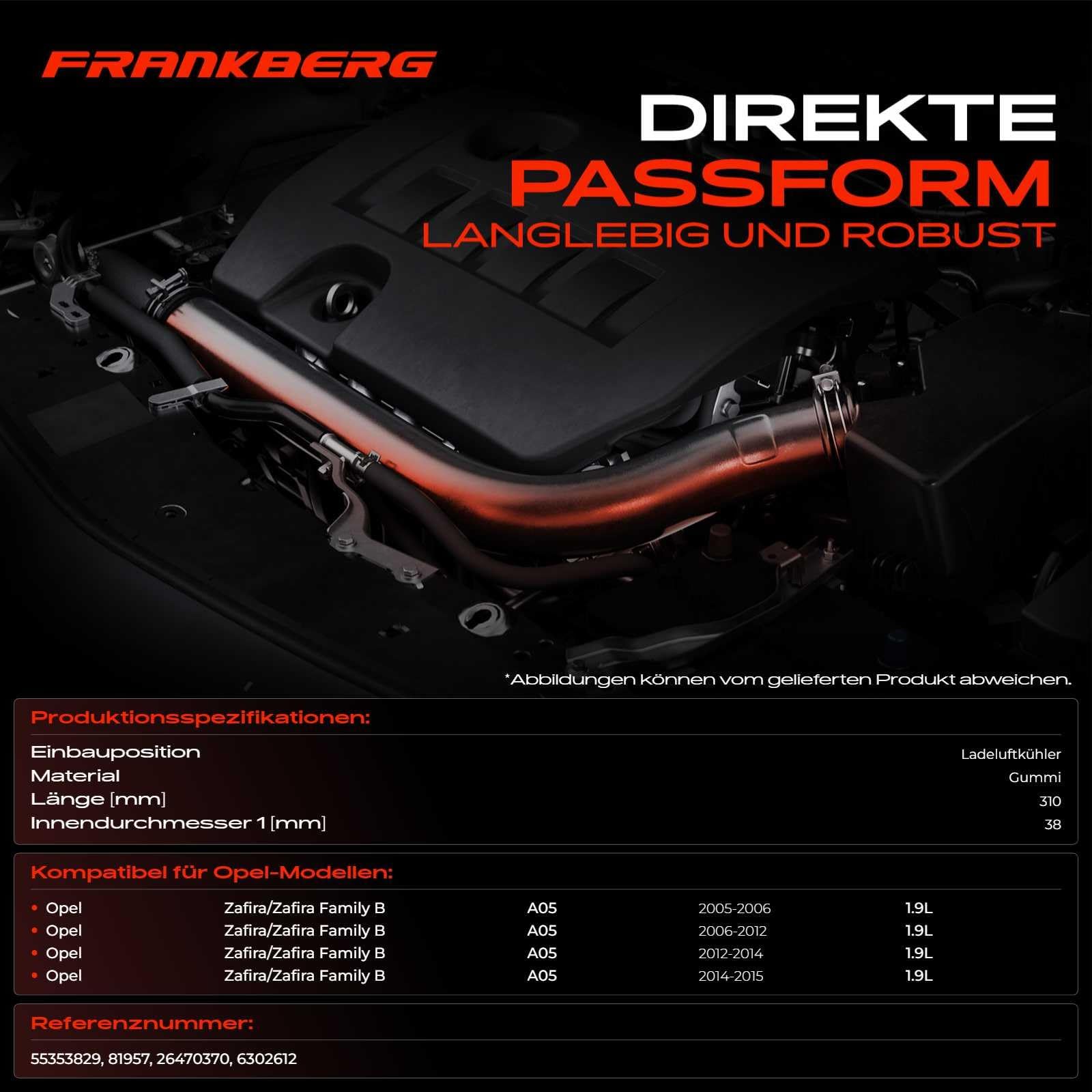 Ladeluftschlauch Turboschlauch Links für Zafira/Zafira Family B A05 1.9 CDTi Diesel 2005-2015 55353829