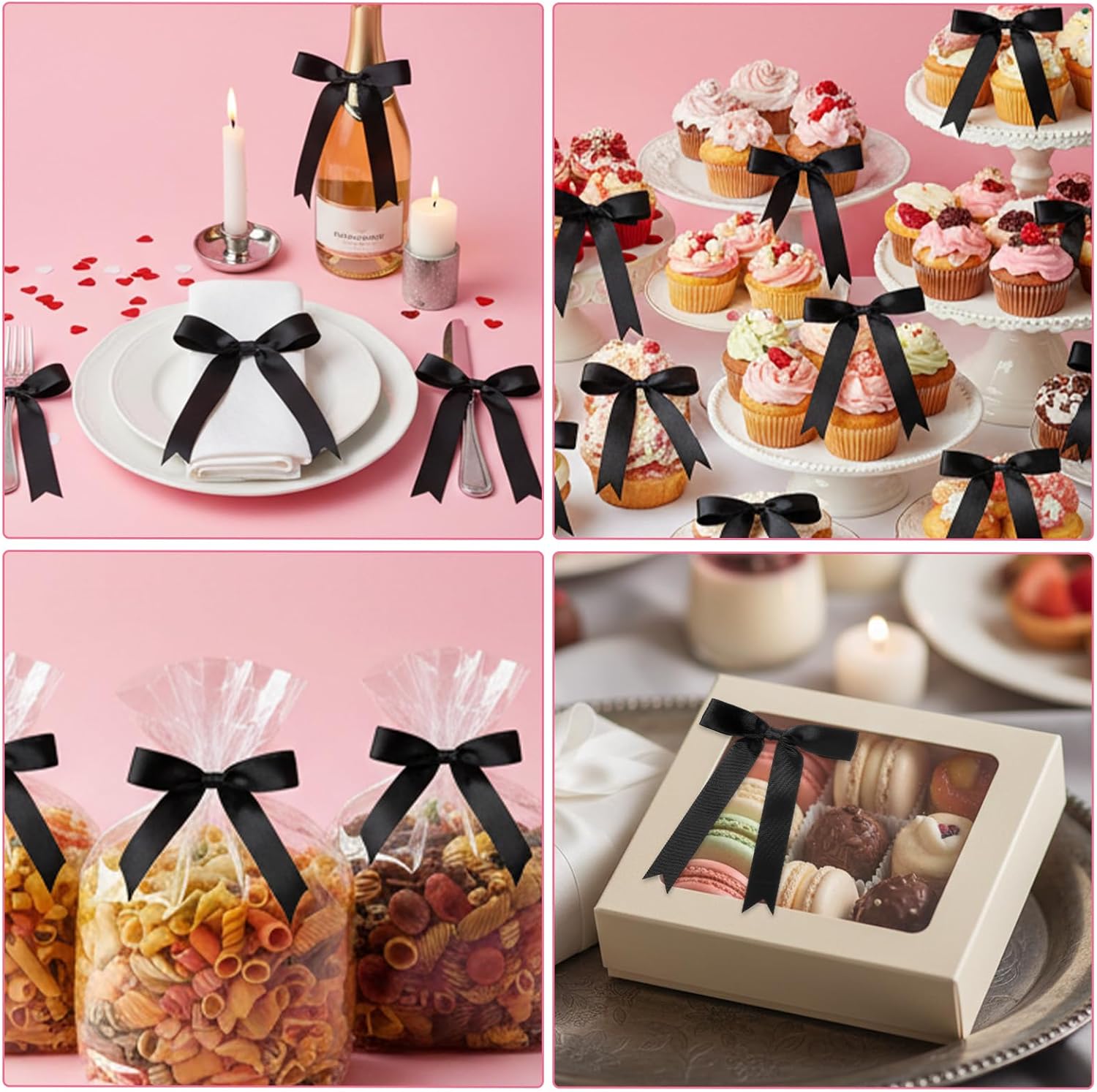 30 Pcs Black Satin Ribbon Bows, Self Adhesive Premade Satin Bows 5x7'' Large Black Bow with Double Sided Tape Ribbon Bow for Gift Wrapping Christmas Birthday Balloons Wedding Crafts - Image 6