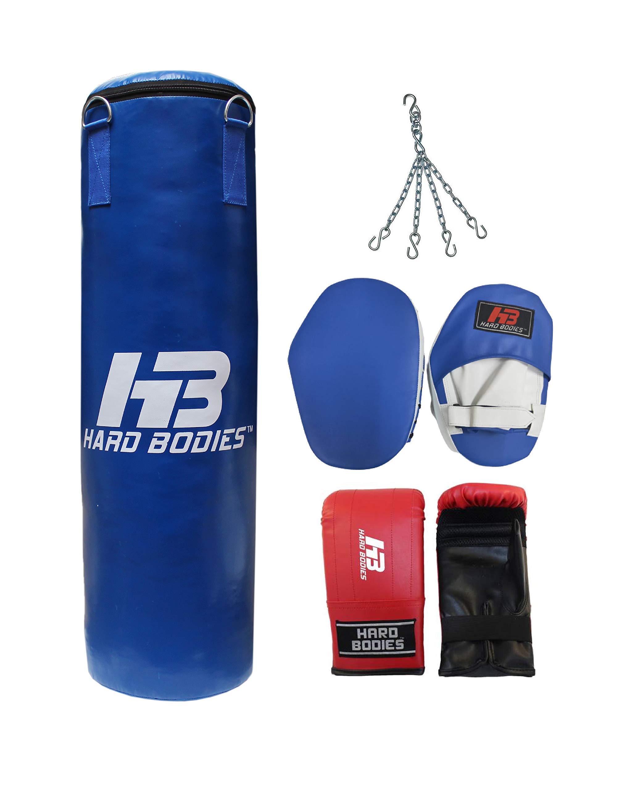 HB Hard Bodies Combo (4-B) of Unfilled Blue Punching Bag for Boxing, MMA, Kickboxing, Muay Thai, Taekwondo (Combo of :- Unfilled Punching Bag, Punching Gloves, Chain, Focus Pads) (4 feet) (B08PZ2H2KC) Amazon Price History, Amazon Price Tracker