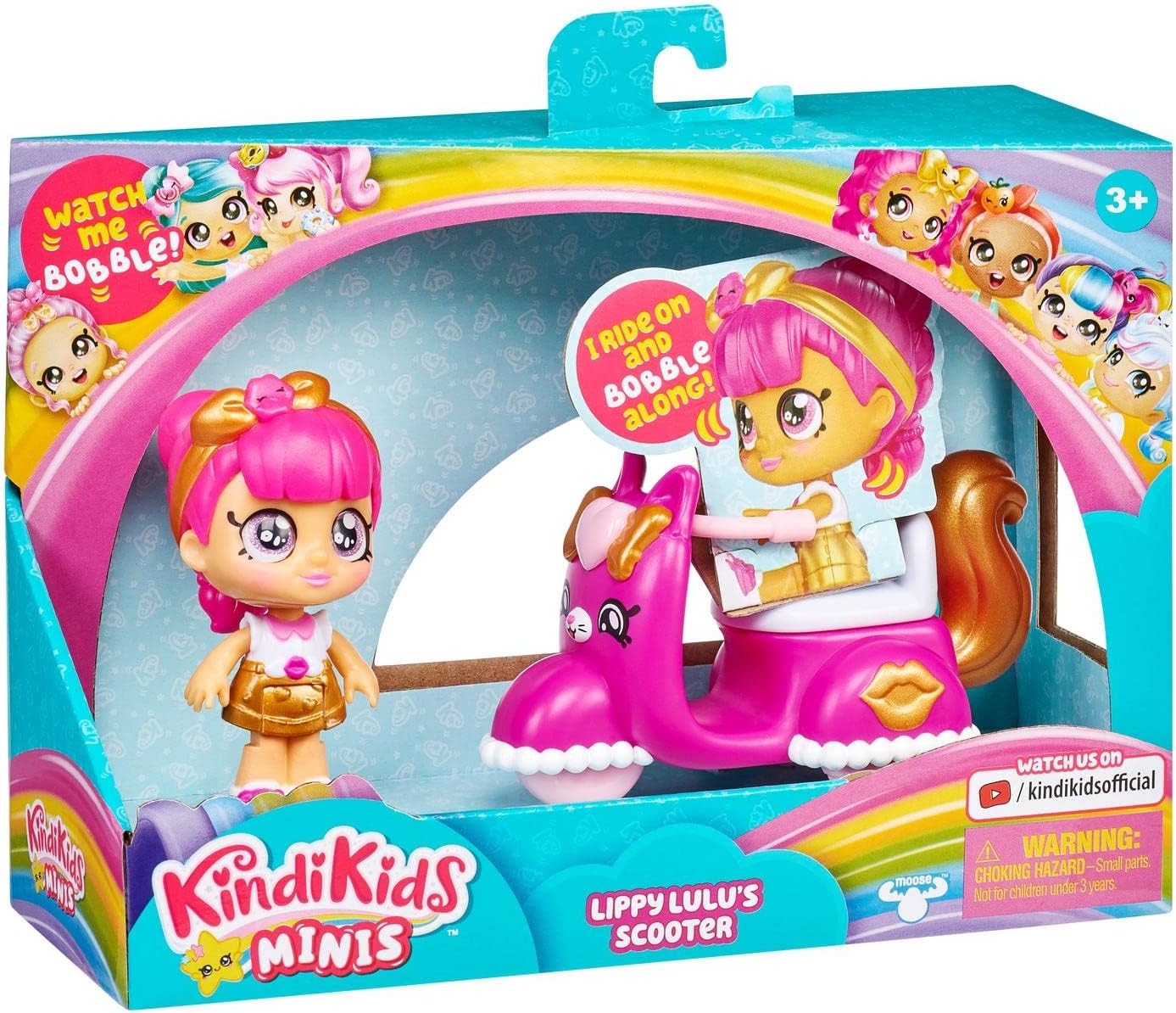 Minis - Lippy Lulu's Scooter - Collectible Vehicle and Posable Bobble Head Figurine 2pc