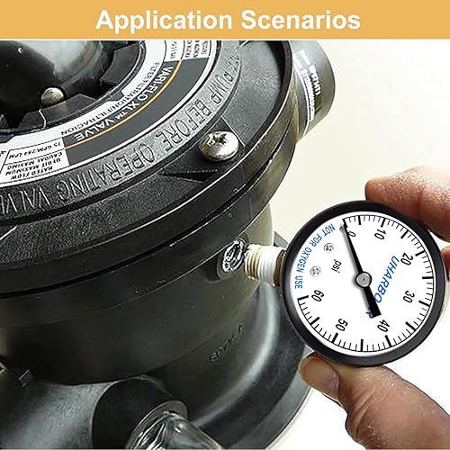 Miniatura 2 de Medidor de presión de filtro de piscina 60Psi, calibre 2 en dial, para montaje inferior de 14 inNPT, reemplazo de bomba