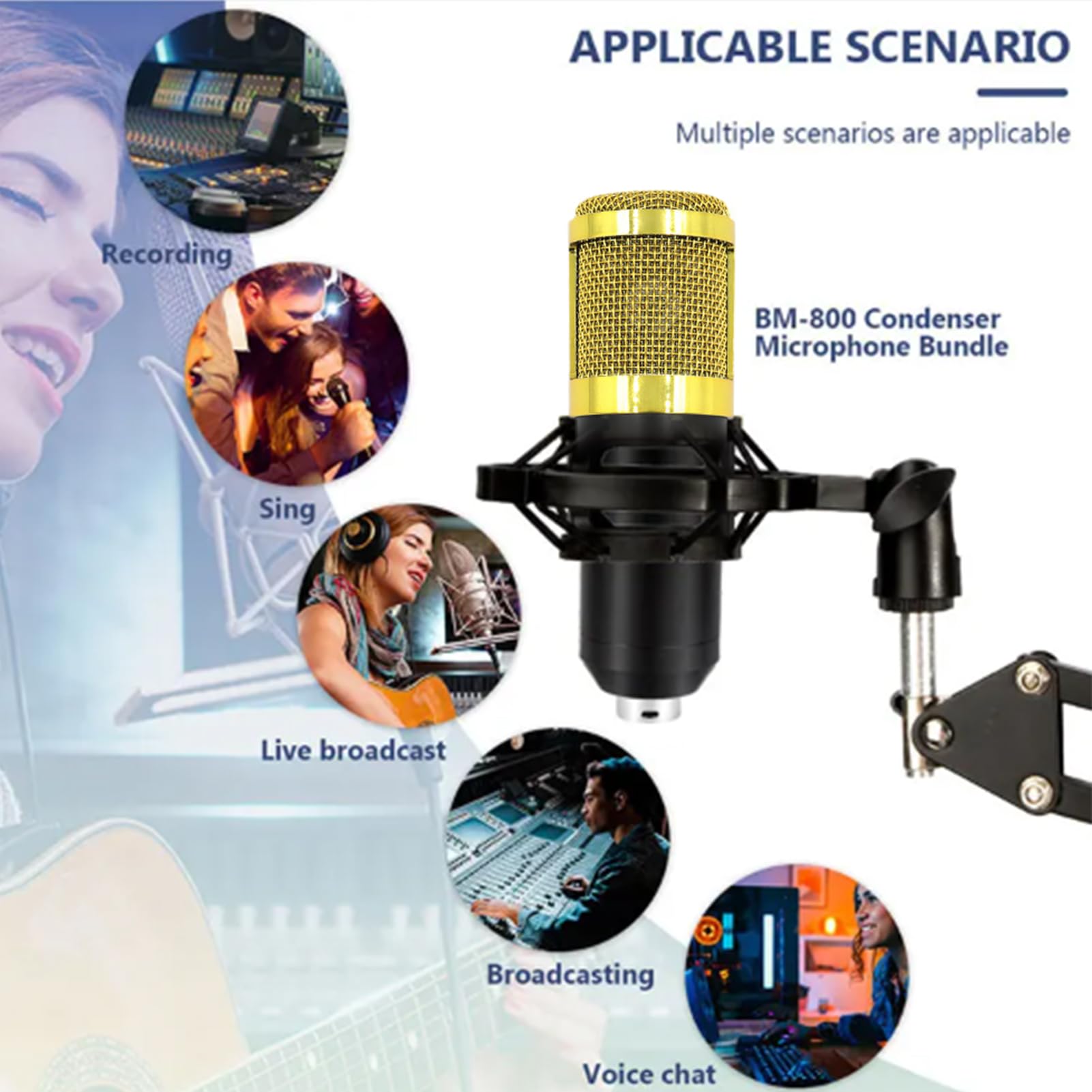 Kit di schede audio live streaming con supporto per microfono | Kit completo Plug and Play per accessori per studio di registrazione, registrazione, live streaming, telefono, PC