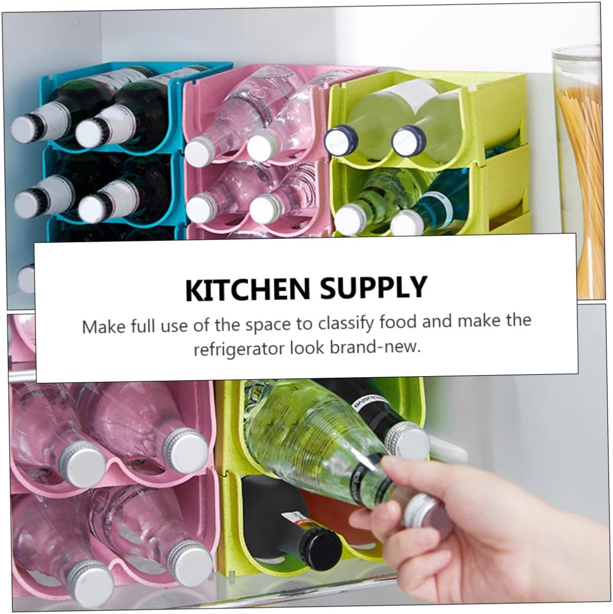 Mikinona 3pcs Stackable Beverage Storage Box for Fridge Drink Organization Bar Organizer Liquor Holder Easy Clean