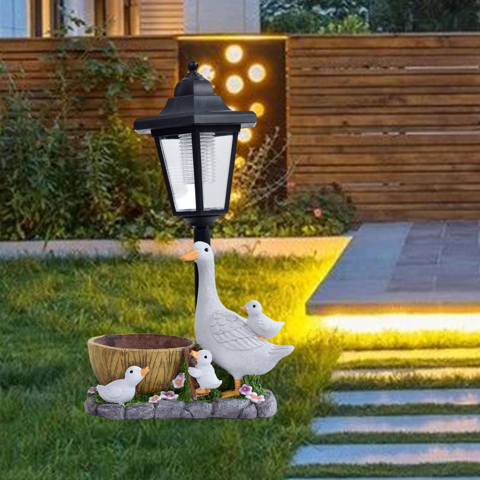 KESOTO Statua da Giardino con Luci Solari, Regalo, Figura Animale per Giardino,