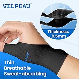 VELPEAU Thumb and Wrist Compression Sleeve for Tendonitis (Pack of 2), Seamless Technology, Gloves Wraps for Arthritis Pain Relief for Women & Men, Splint Liner, Fits Both Hands (Black, Long Version, L)