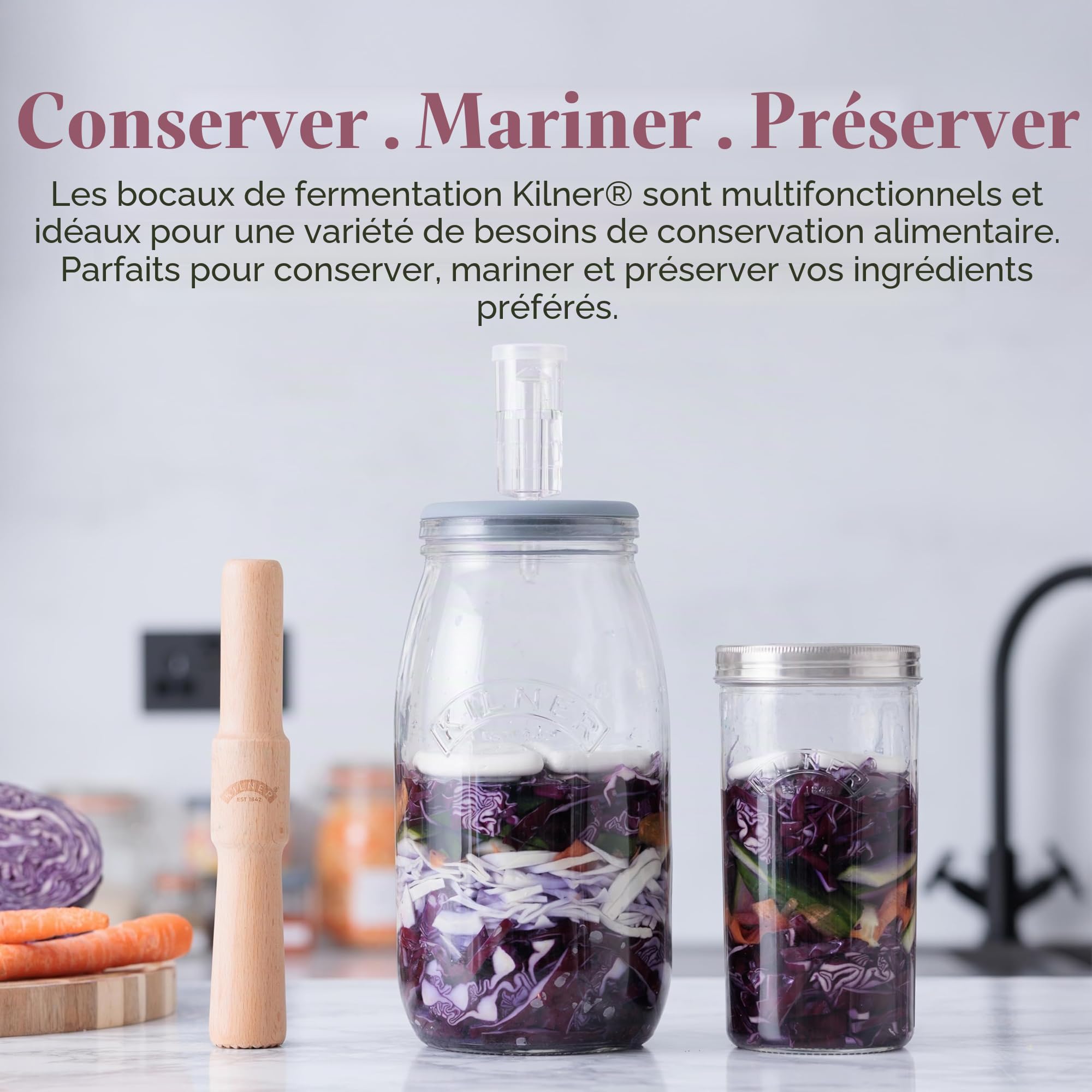 Kilner - Lot de Pots de Fermentation. 3L Fermentation : 3 l, Claire