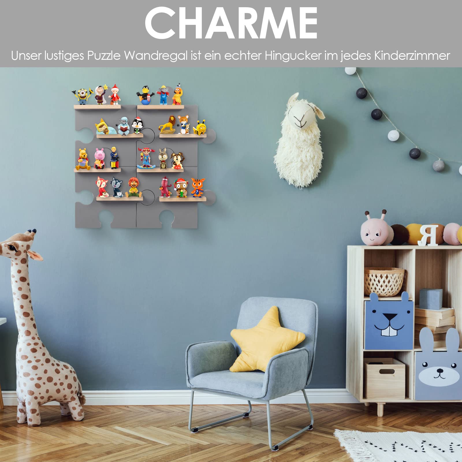 Étagère pour enfants, compatible avec Tonies, pour plus de 20 figurines, design puzzle, pour jouer et collectionner, pour chambre d'enfant et de bébé