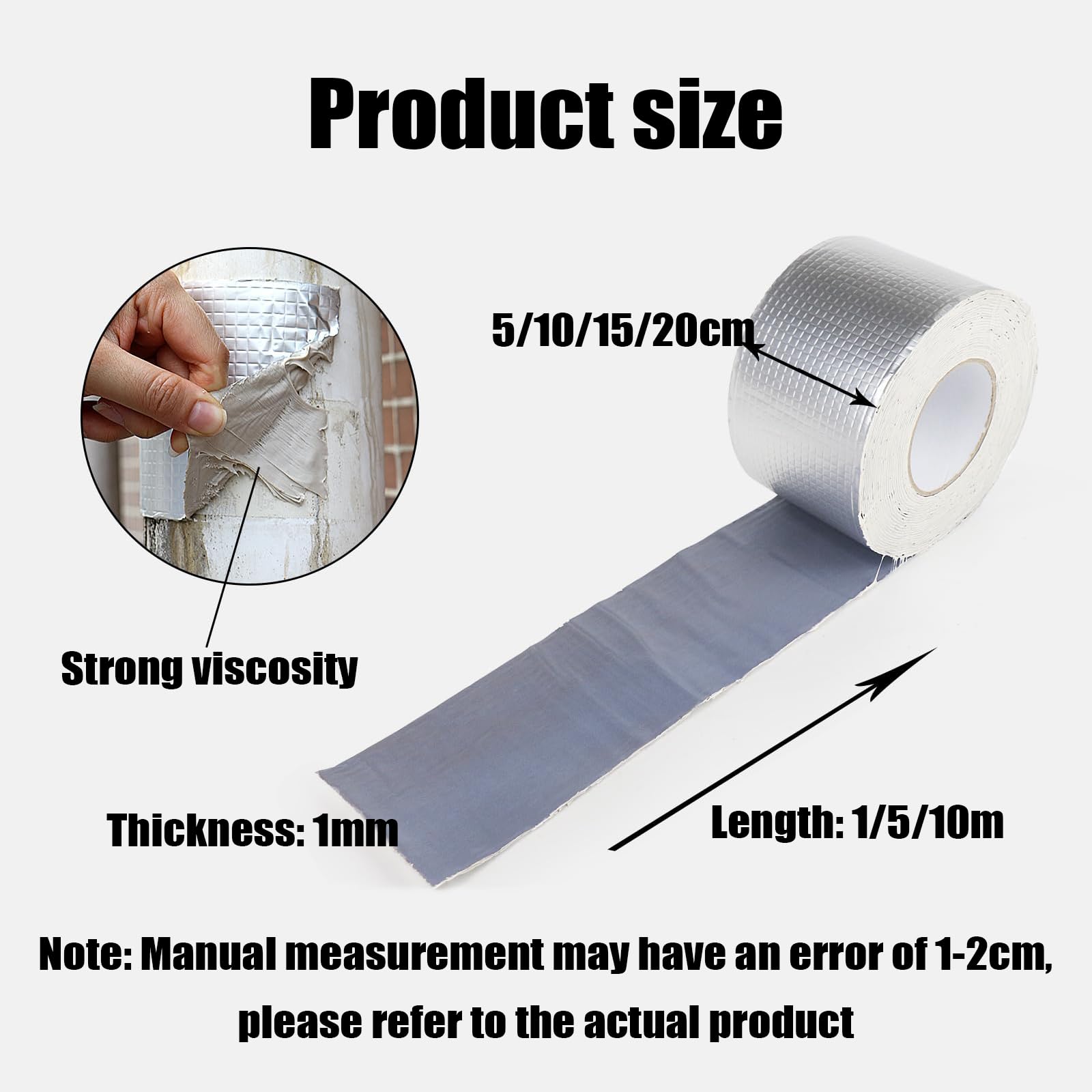 Cinta Impermeable Autoadhesiva,Cinta De Butilo para ReparacióN,Cinta Fugas Agua Presion,Eficaz Y PráCtico,Adecuado para ReparacióN De Puertas Y Ventanas