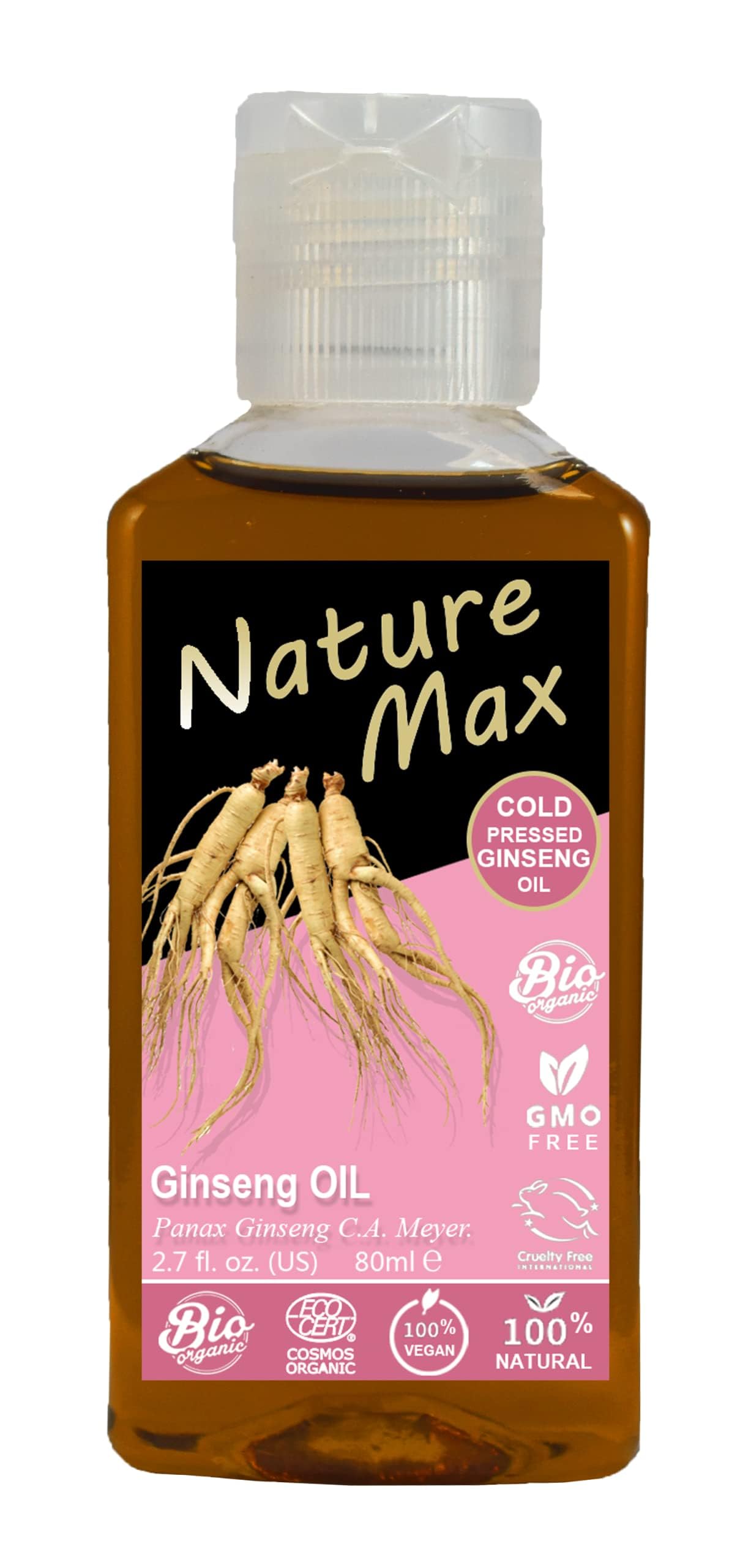 My Pet Elephant Nature Max Ginseng Oil Organic Natural Undiluted Pure For Hair Skin Care & Food Cold Pressed Premium (1 Pack = 2.70 oz / 80 ml) زيت جنسنج