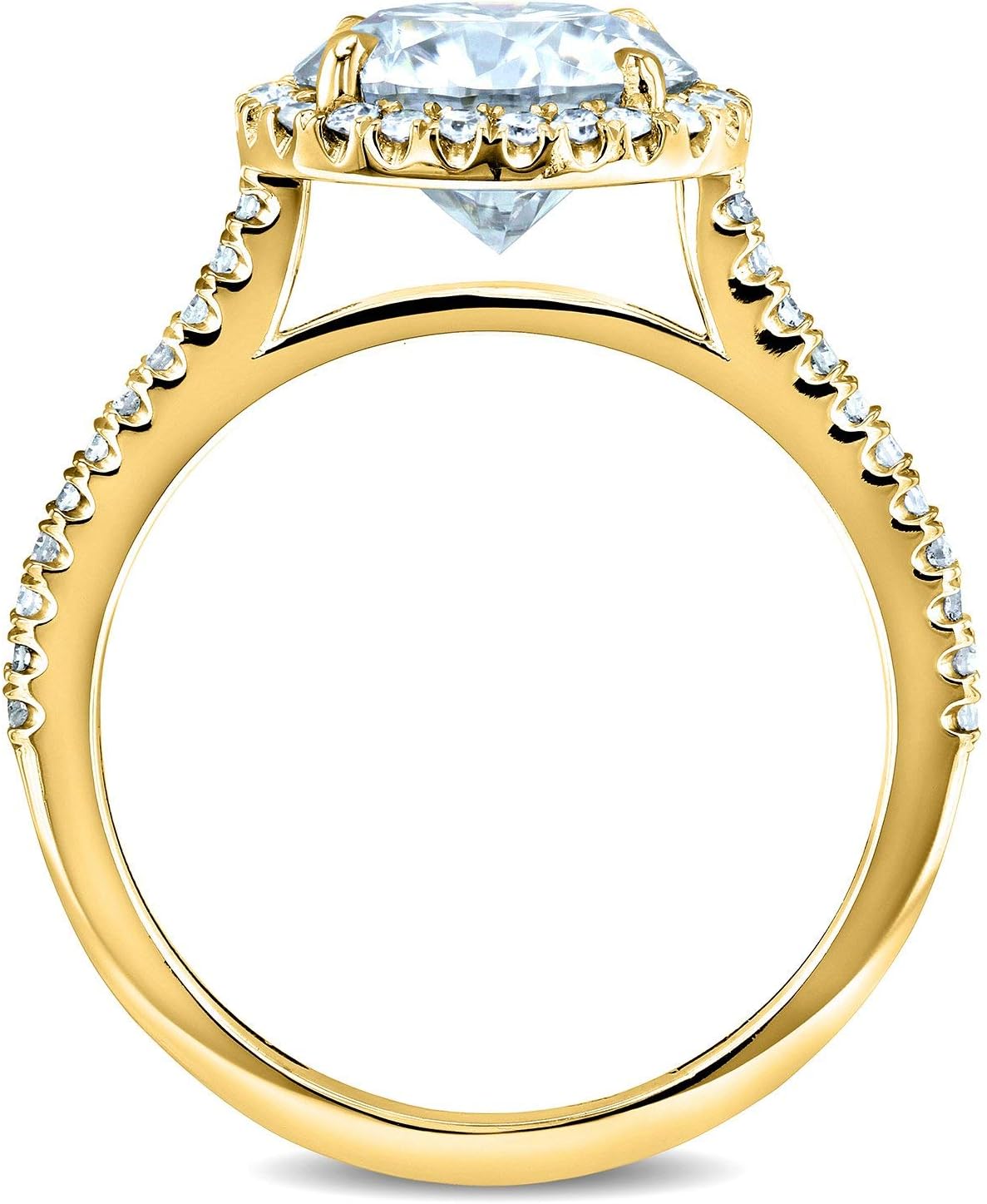 Kobelli Round Brilliant Forever One Moissanite Halo Engagement Ring 2 1/6 CTW 14k Yellow Gold (DEF/VS, GH/I)