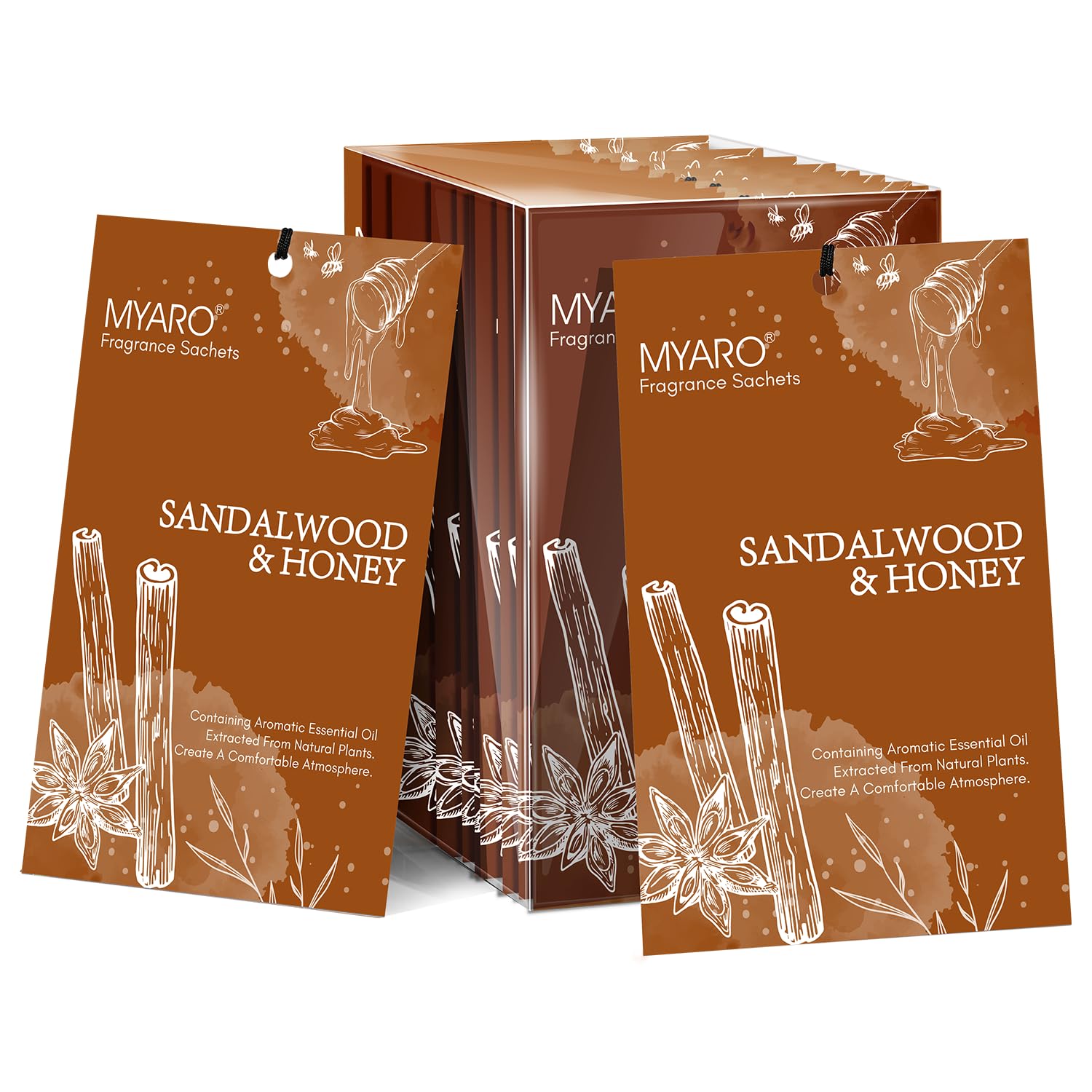 Sachets Scented for Closet and Drawer, MYARO 12 Packs Sandalwood&Vanilla Long-Lasting Sachets Bags Home Fragrance Perfume Sachets, Smell Goods for House