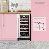 Vista 8 de COMFEE' CRW28B7AST Enfriador de vino independiente e integrado, refrigerador de vino de 28 botellas, zona de enfriamiento doble, control digital