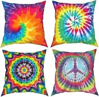 Tie Dye Mandalas Peace Sign Decorations Cushion Covers 18 x 18 Inch Sofa Home Decor Throw Pillow Case for Bed Pillow Cover...