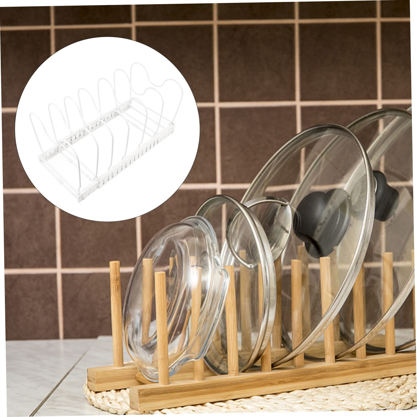 Rejilla Telescópica Para Tapas De Ollas Soporte Metálico Sin Perforaciones Bandeja Para Guardar Tapas De Ollas Cocina