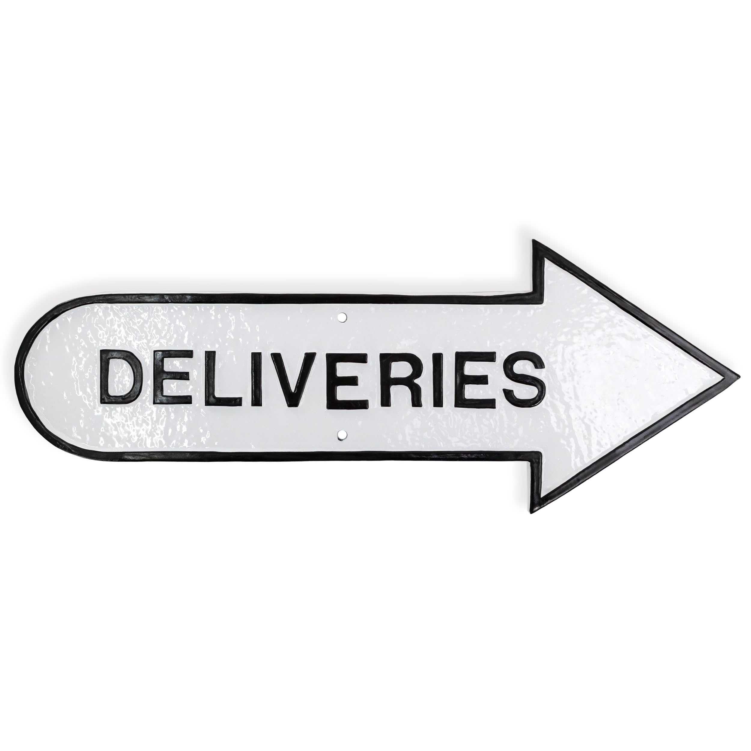Plaque de signalisation flèche droite Deliveries Blanc/noir 15,2 x 39,4 cm
