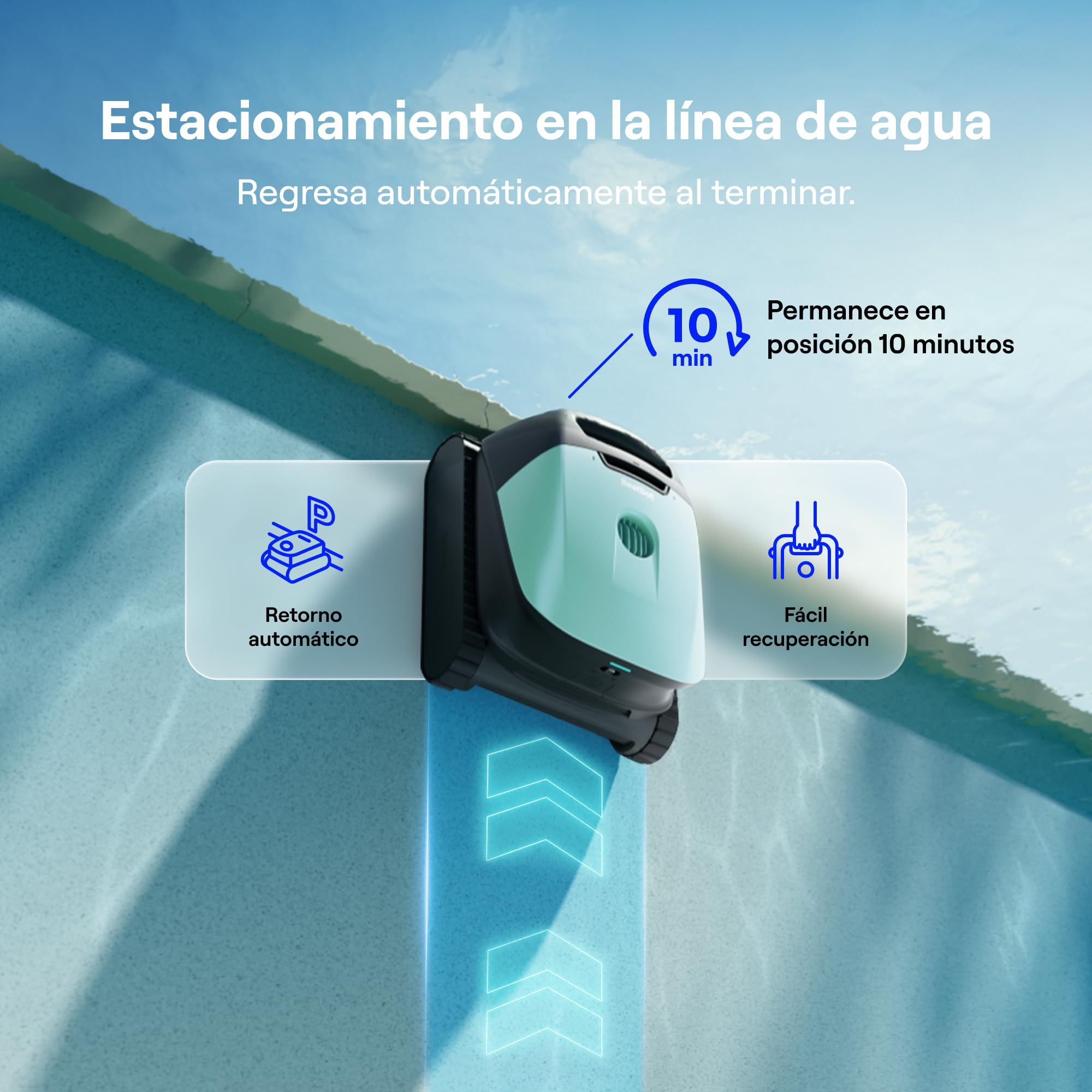 Beatbot Sora 10 limpiafondos Piscina, Paredes, flotación, Verde Salvia | Paredes, Plataformas y línea de flotación, Estacionamiento línea flotación, 5l residuos,App,Piscinas enterradas/elevadas