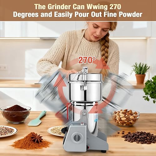 Miniatura 6 de Molinillo eléctrico de grano  Tipo oscilante 3500 W, 110 V, 28.22 oz, molinillo de especias comercial, adecuado para harina, maíz y café, especias
