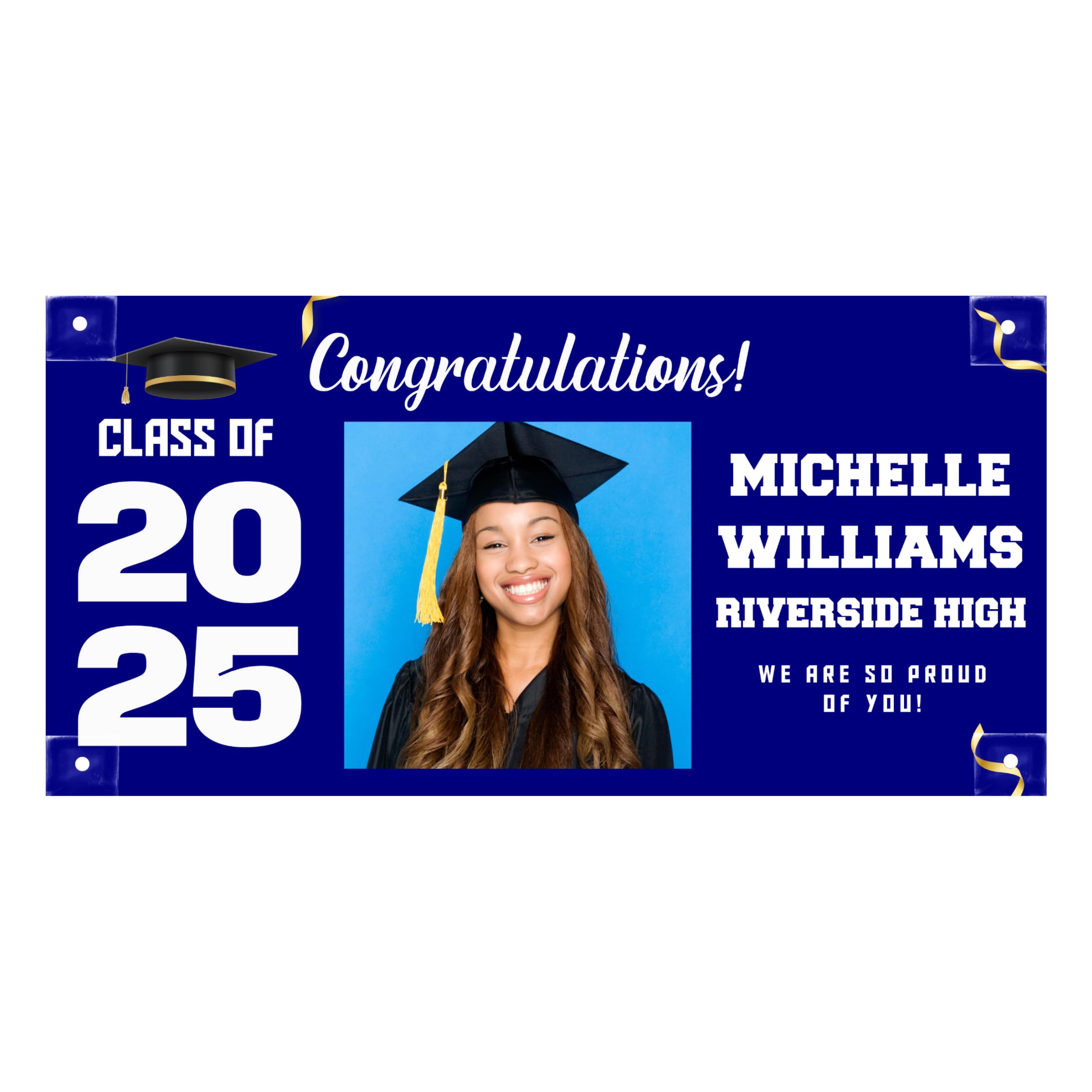instMerch Personalized Graduation Banner - Class of 2025 Custom Graduation Banner Sign - Customize with Picture & Text - For Indoor & Outdoor Use - 13