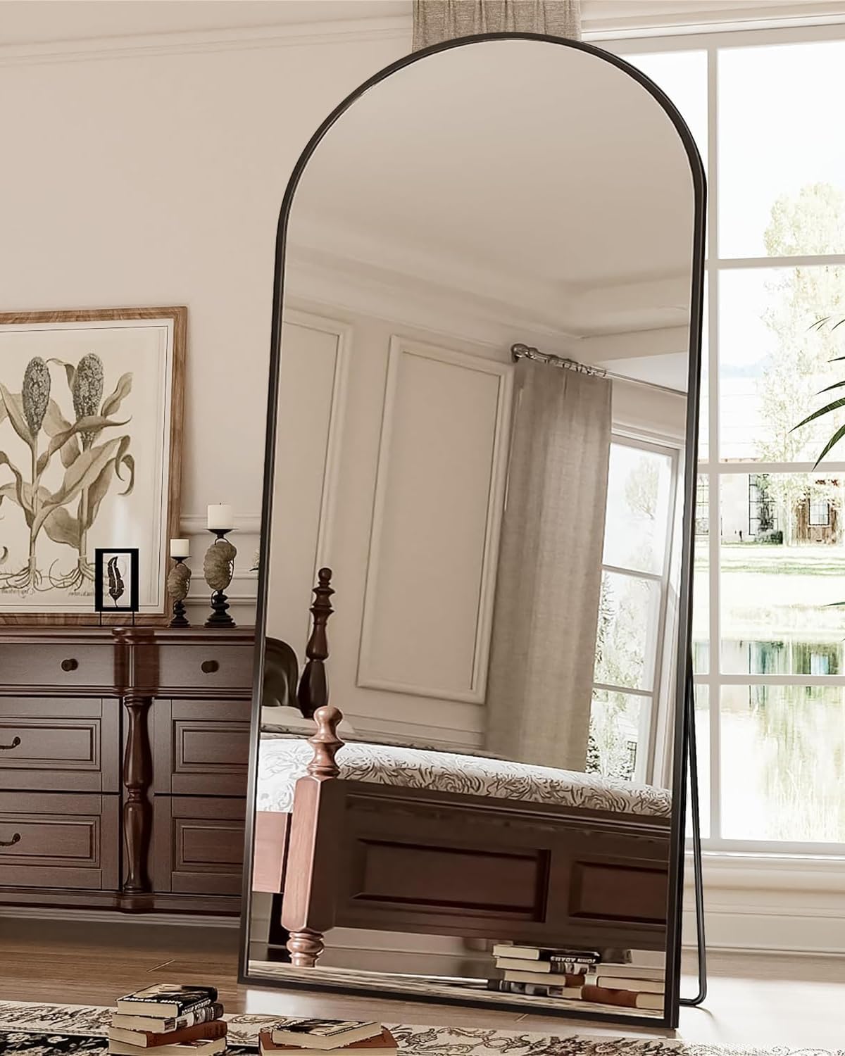 Antok 71" x26” Arched Full Length Mirror, Floor Mirror with Stand,Black